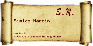 Simicz Martin névjegykártya