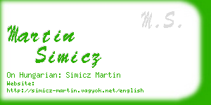 martin simicz business card